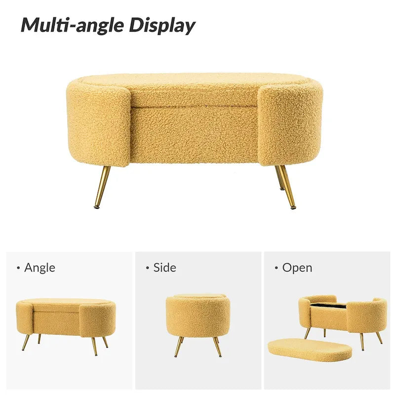 Banc de rangement large avec pieds en métal