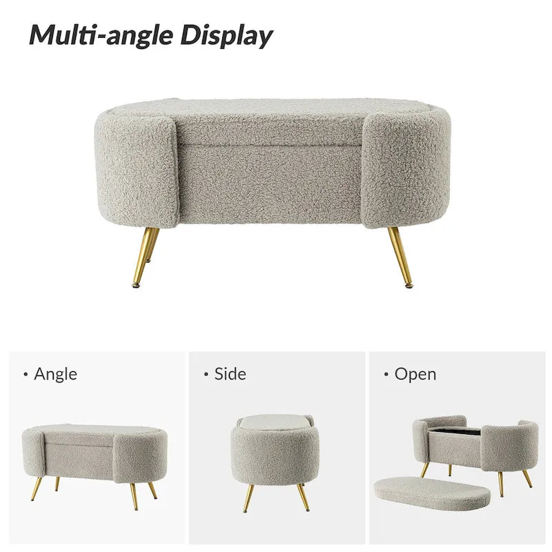 Banc de rangement large avec pieds en métal