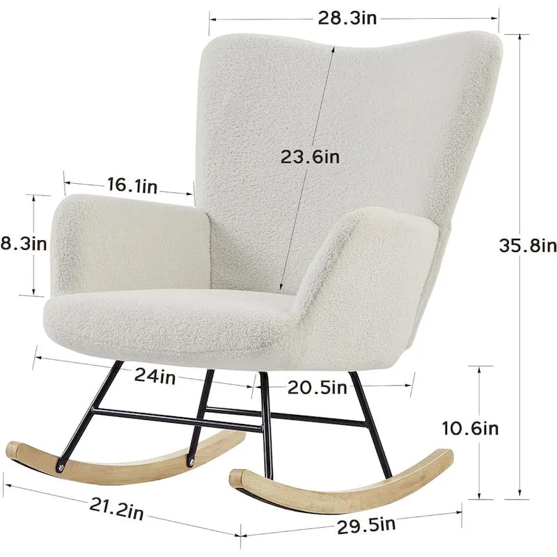 Fauteuil à bascule rembourré Ourson avec sac de rangement