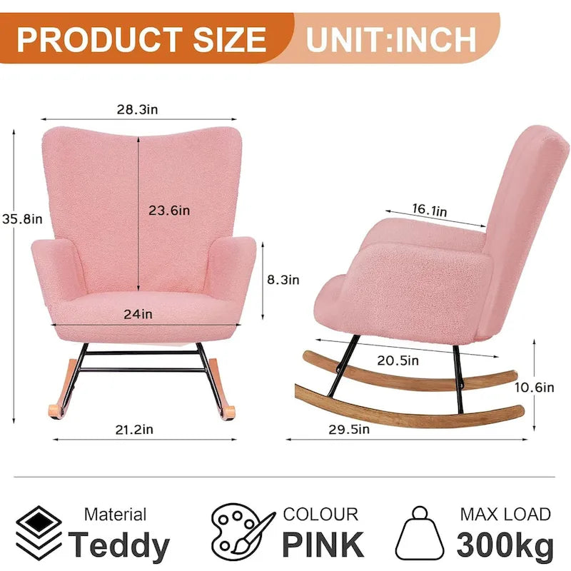 Fauteuil à bascule rembourré Ourson avec sac de rangement