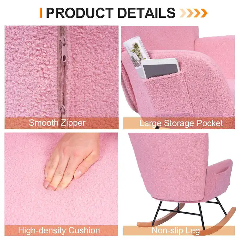 Fauteuil à bascule rembourré Ourson avec sac de rangement