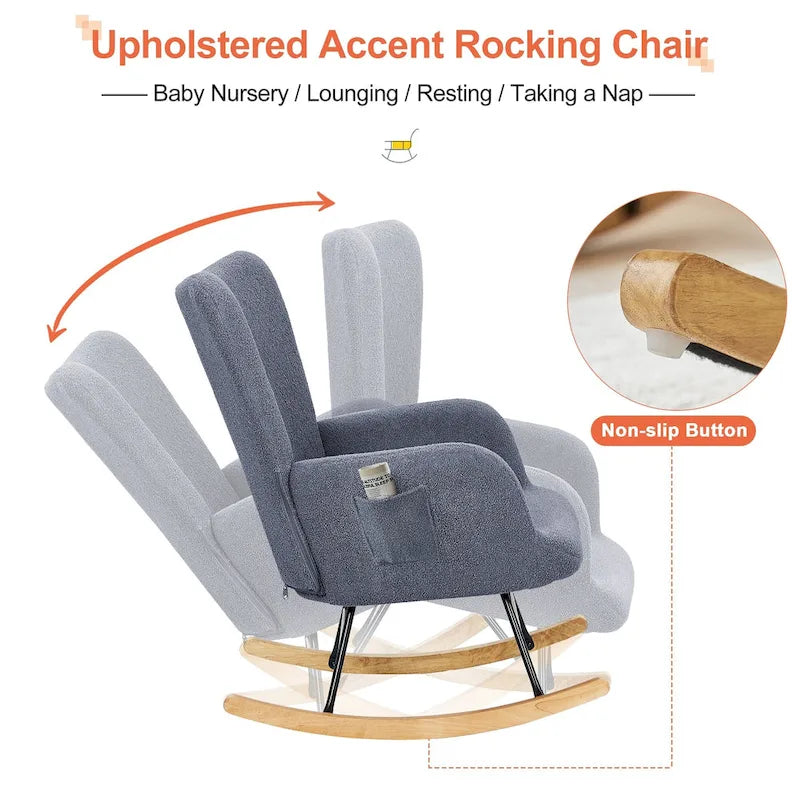 Fauteuil à bascule rembourré Ourson avec sac de rangement