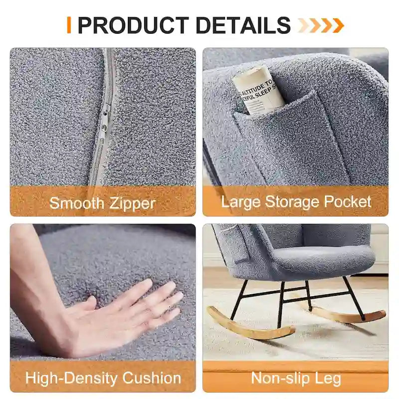 Fauteuil à bascule rembourré Ourson avec sac de rangement