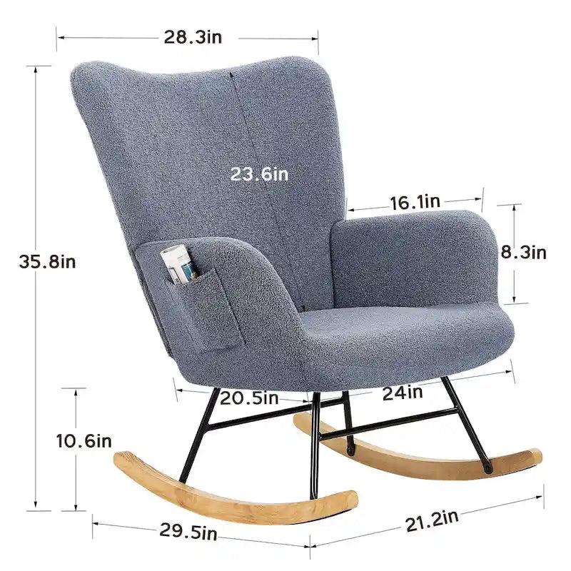 Fauteuil à bascule rembourré Ourson avec sac de rangement