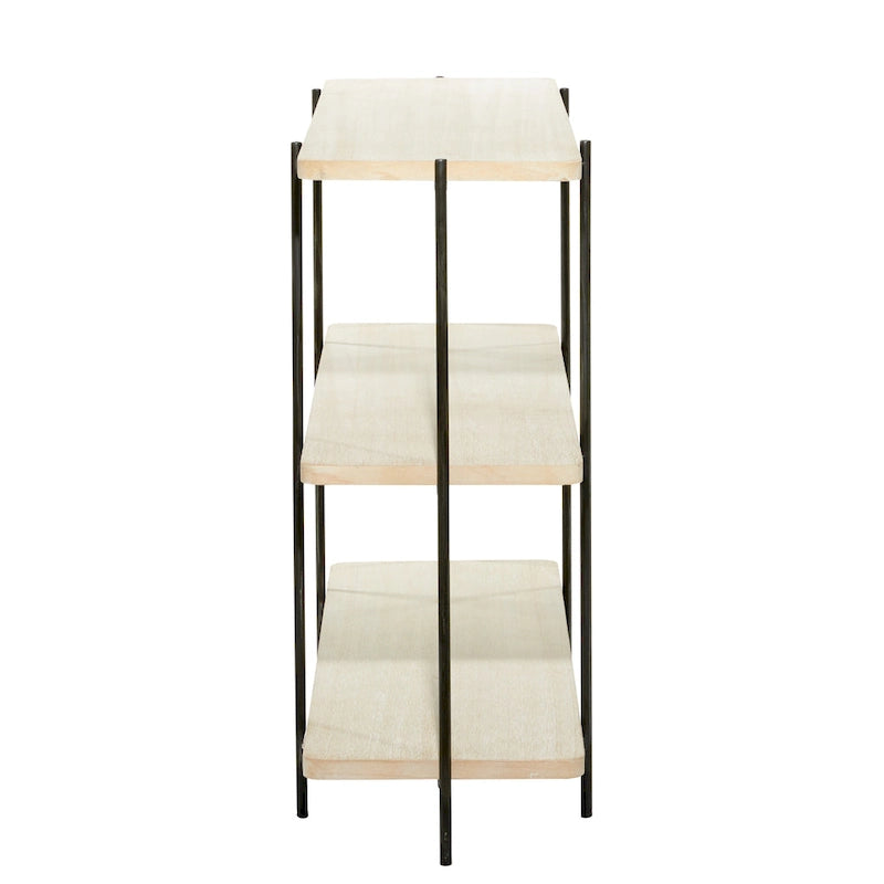 Console en bois avec pieds fins en métal noir