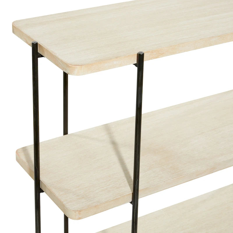 Console en bois avec pieds fins en métal noir