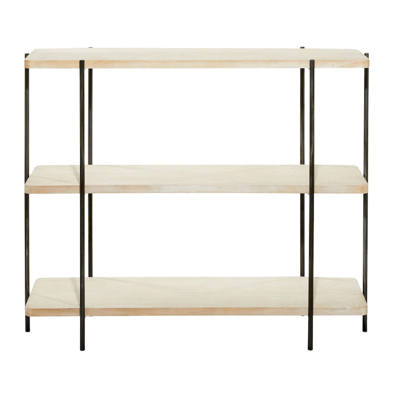 Console en bois avec pieds fins en métal noir