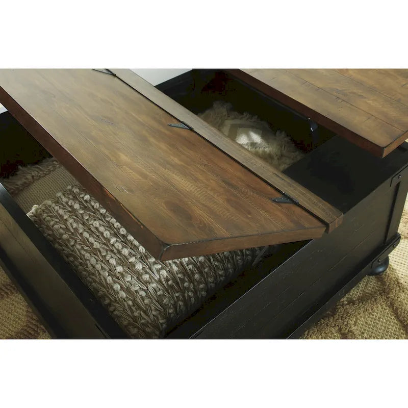 Table basse relevable carrée décontractée noire/marron