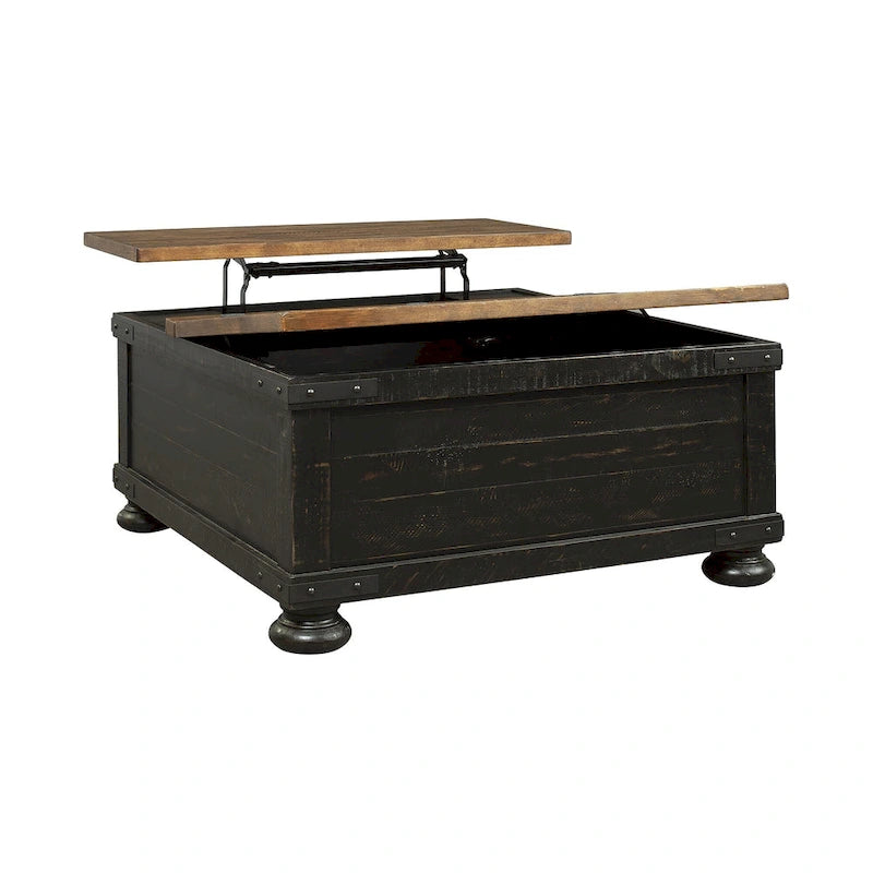 Table basse relevable carrée décontractée noire/marron