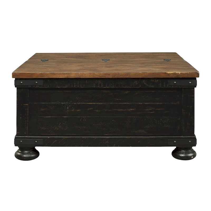 Table basse relevable carrée décontractée noire/marron