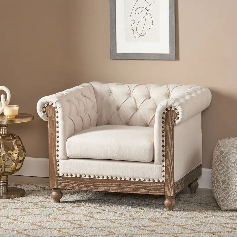 Fauteuil club capitonné