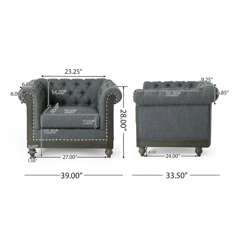 Fauteuil club capitonné