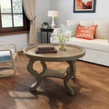 Table basse ronde imitation bois
