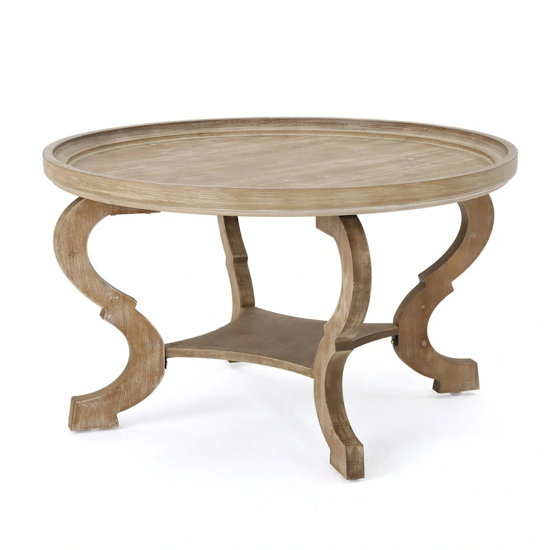 Table basse ronde imitation bois