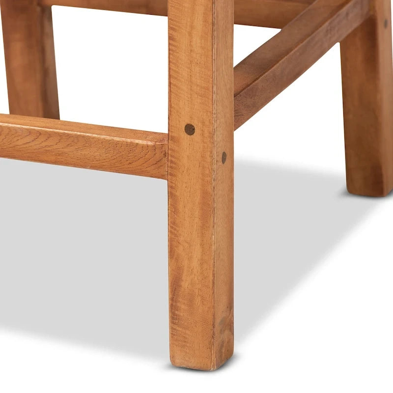 Tabouret de comptoir moderne en rotin naturel marron et bois, style bohème