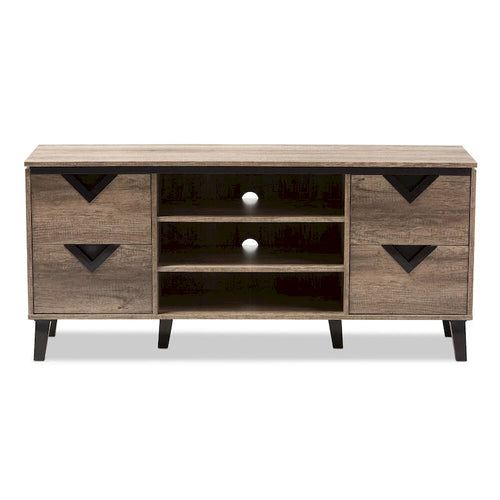 Meuble TV contemporain en bois marron clair à 4 tiroirs