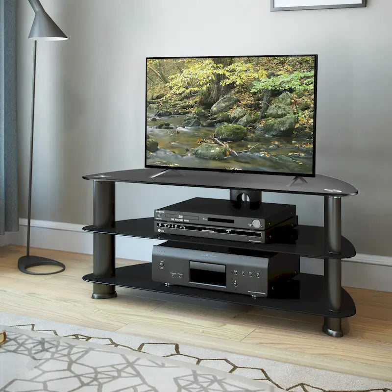 Meuble TV en verre noir