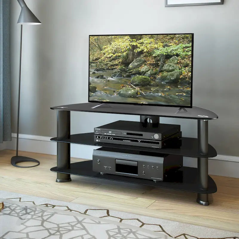 Meuble TV en verre noir