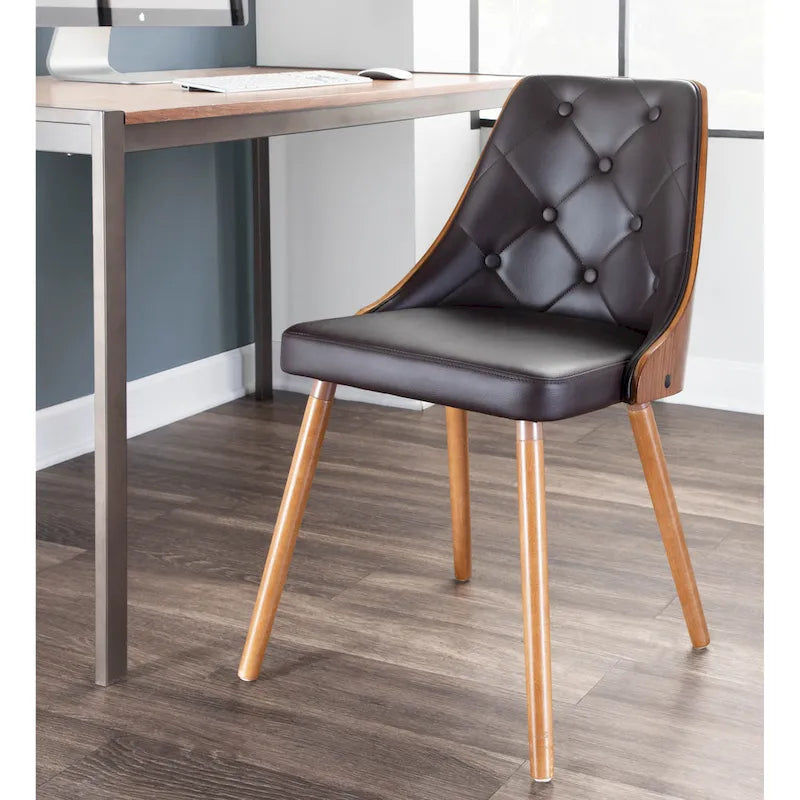 Chaise de salle à manger en noyer de style Mid-century Modern