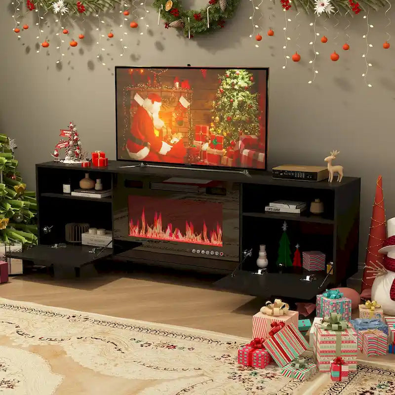 Cheminée électrique d'ambiance et meuble TV durable à faible consommation d'énergie