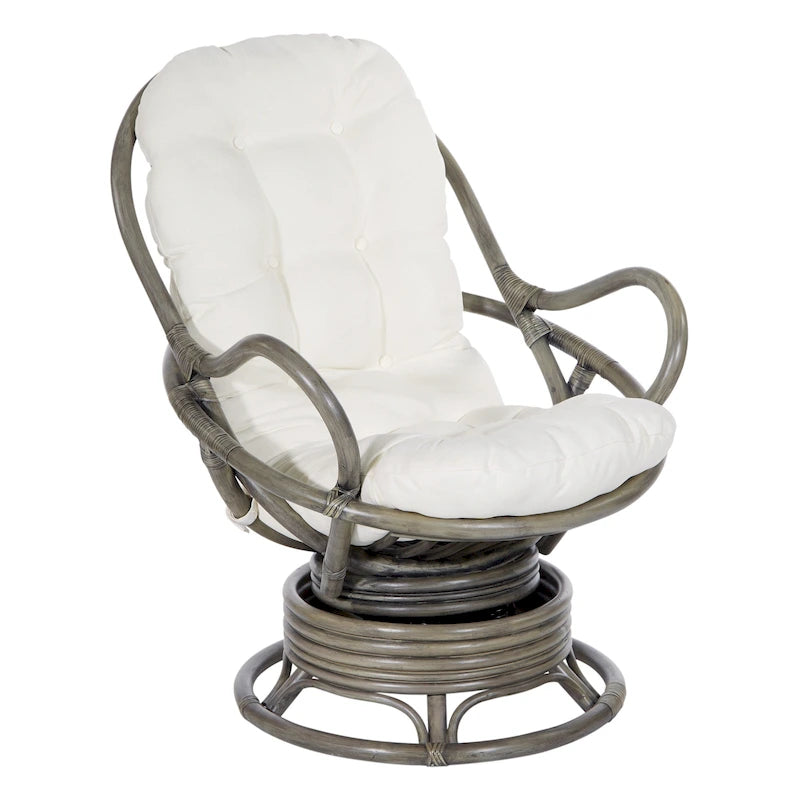Fauteuil à bascule pivotant en rotin