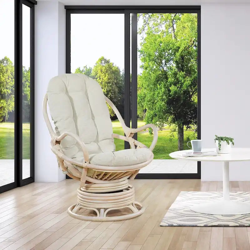 Fauteuil à bascule pivotant en rotin