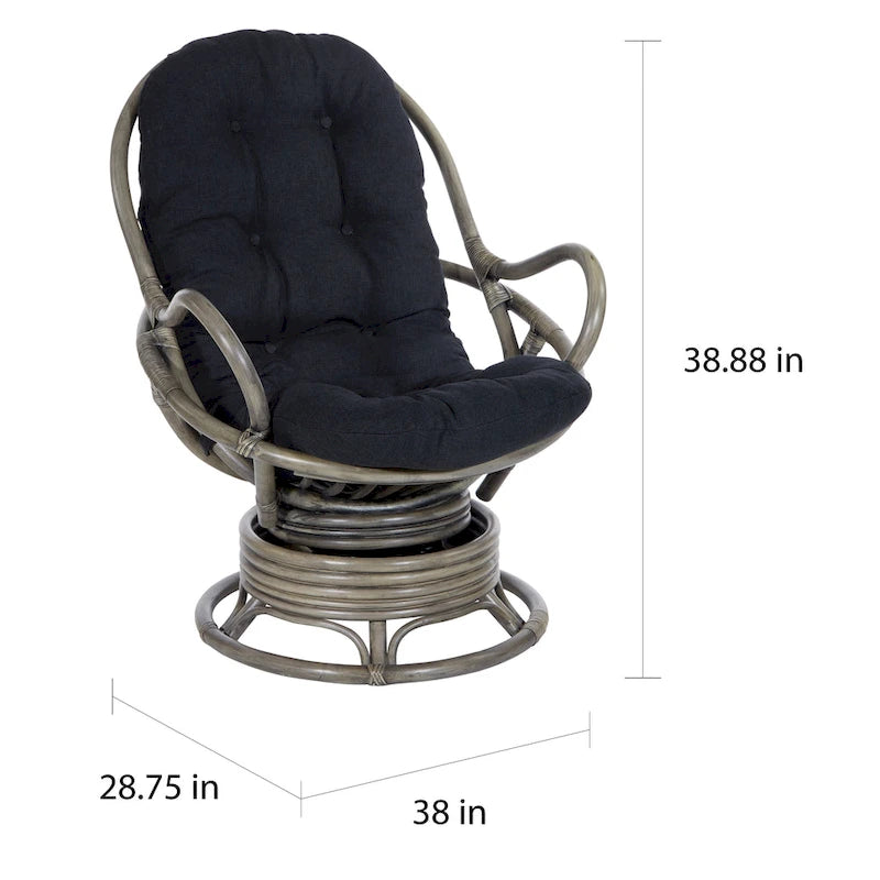 Fauteuil à bascule pivotant en rotin