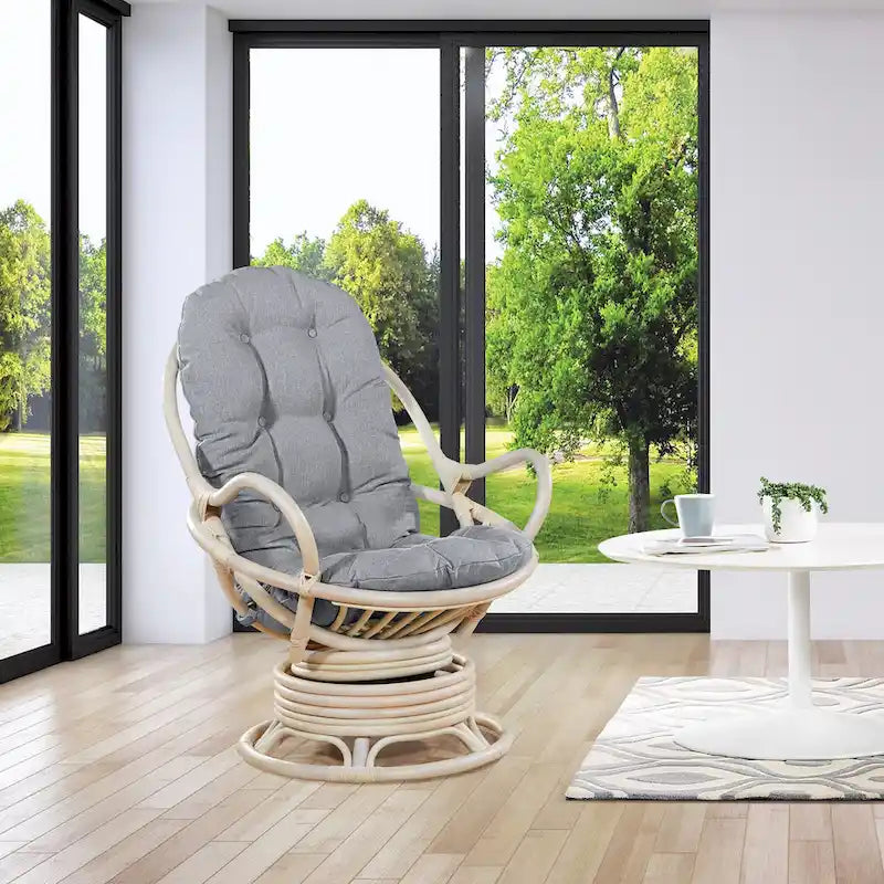 Fauteuil à bascule pivotant en rotin