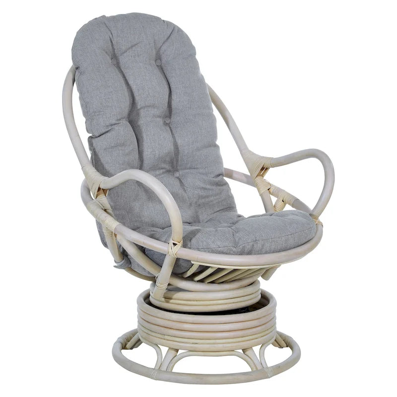 Fauteuil à bascule pivotant en rotin