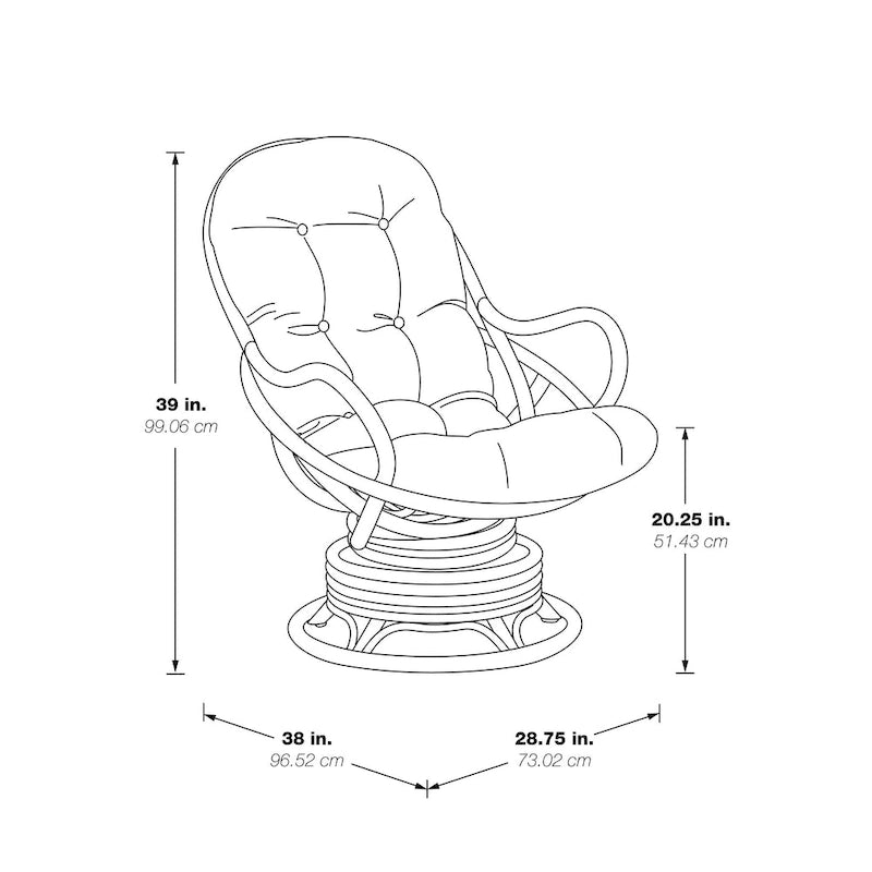 Fauteuil à bascule pivotant en rotin
