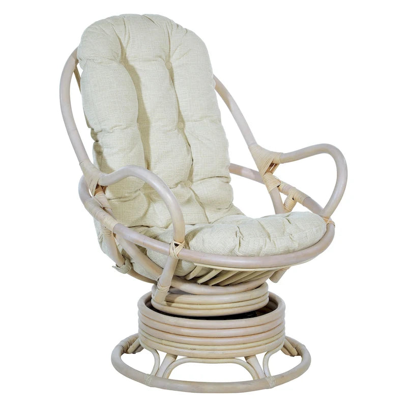 Fauteuil à bascule pivotant en rotin