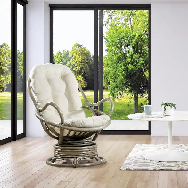 Fauteuil à bascule pivotant en rotin