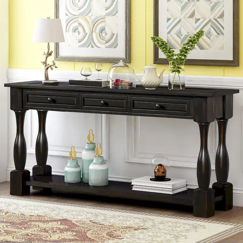 Console avec tiroirs et étagère