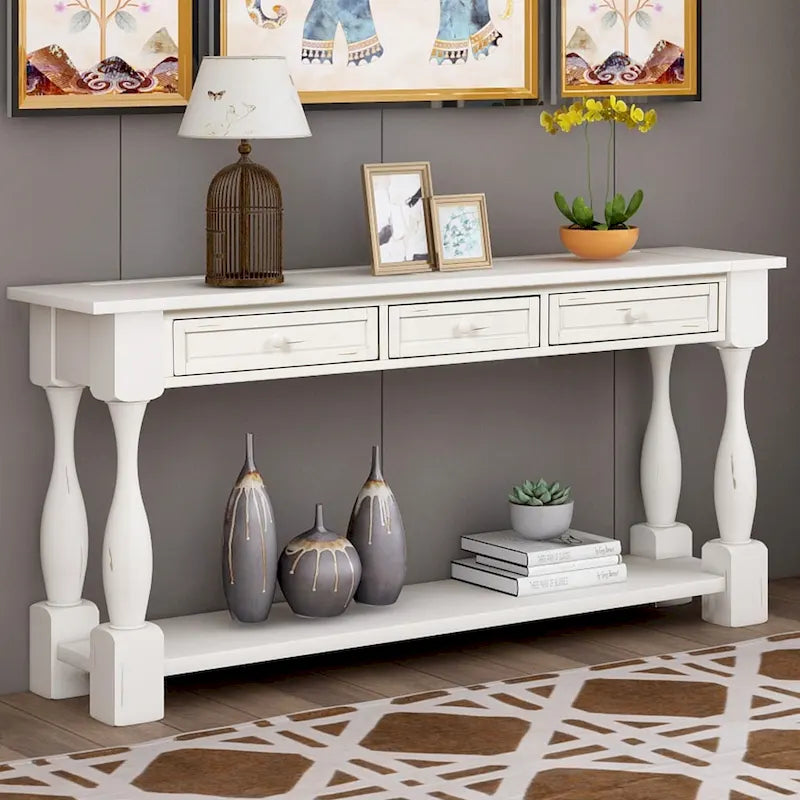 Console avec tiroirs et étagère