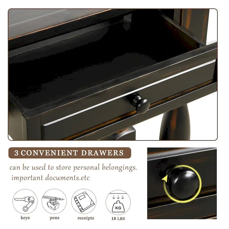 Console avec tiroirs et étagère