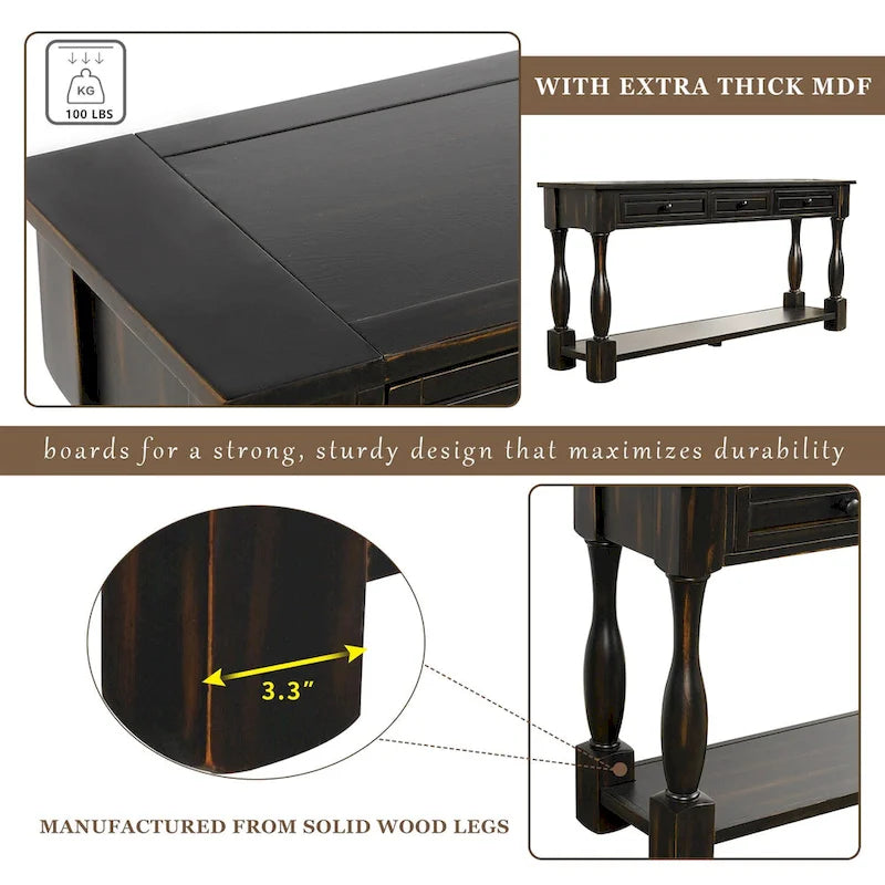 Console avec tiroirs et étagère