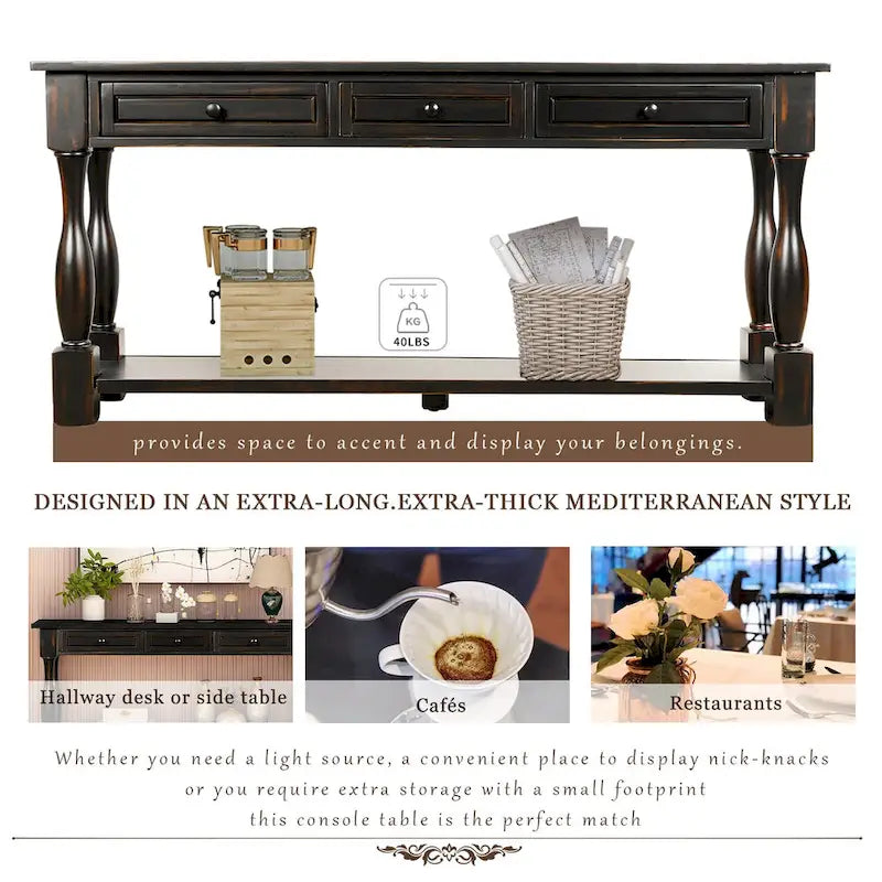 Console avec tiroirs et étagère