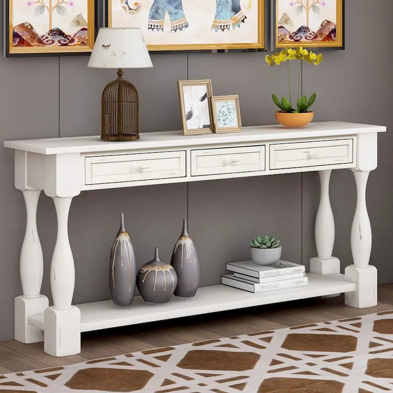 Console avec tiroirs et étagère