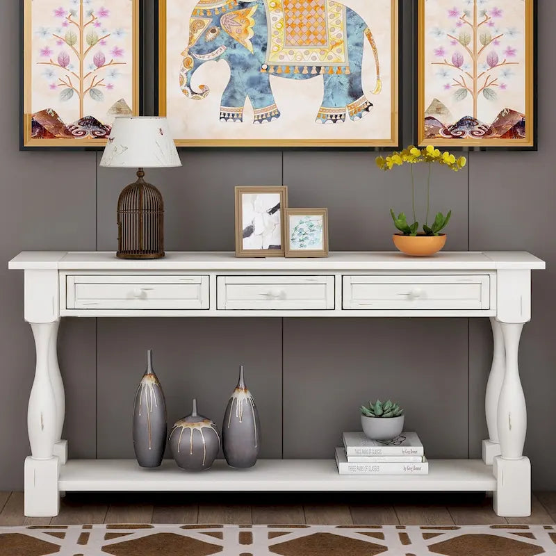 Console avec tiroirs et étagère