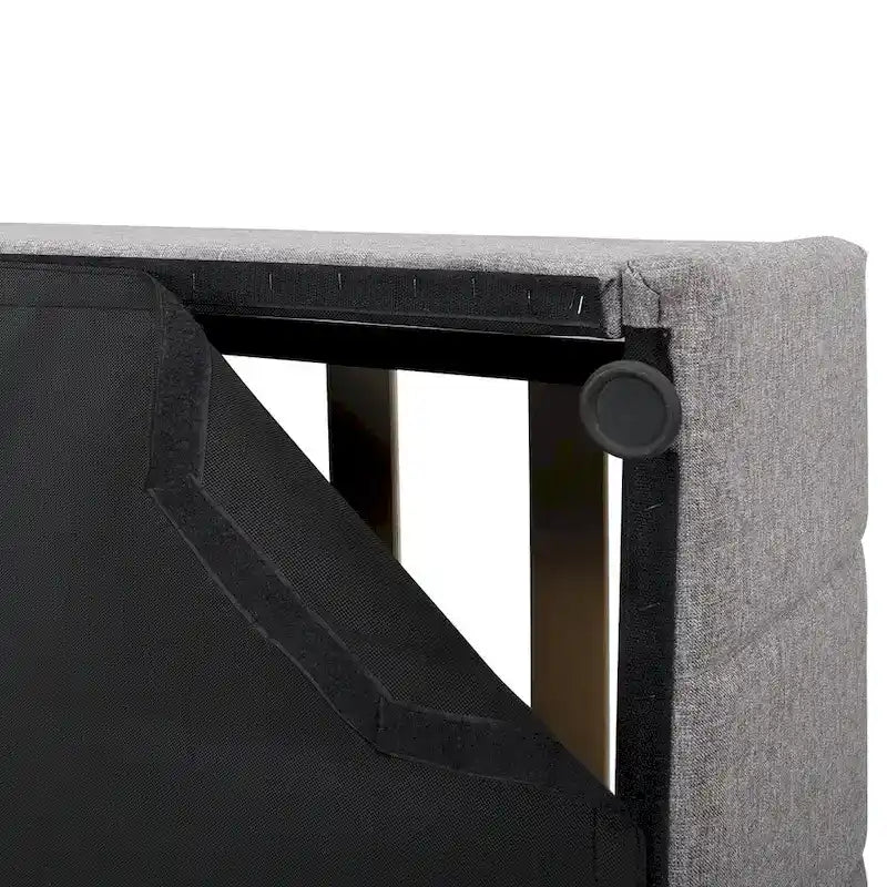 Lit plateforme rembourré avec système de rangement hydraulique