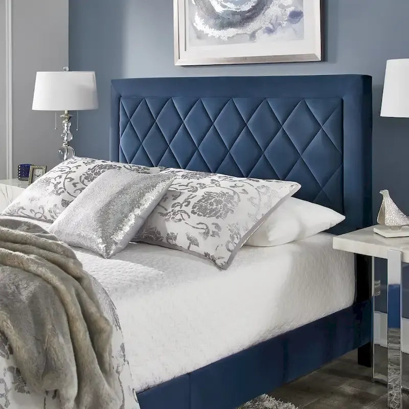 Lit plateforme en tissu velours