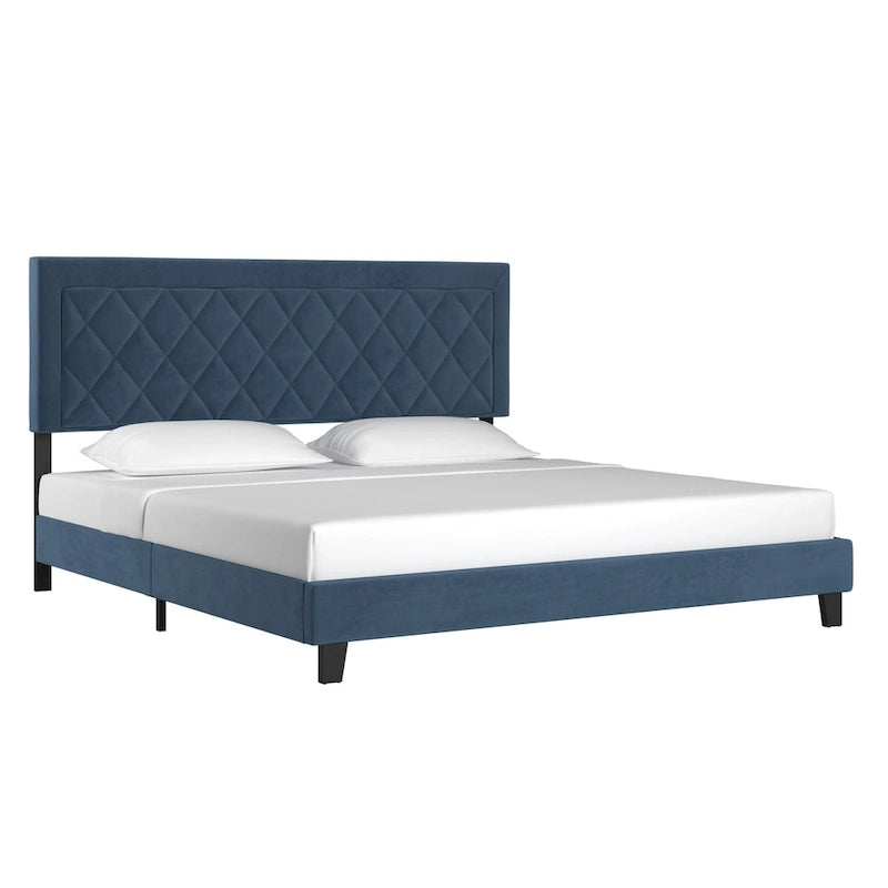 Lit plateforme en tissu velours