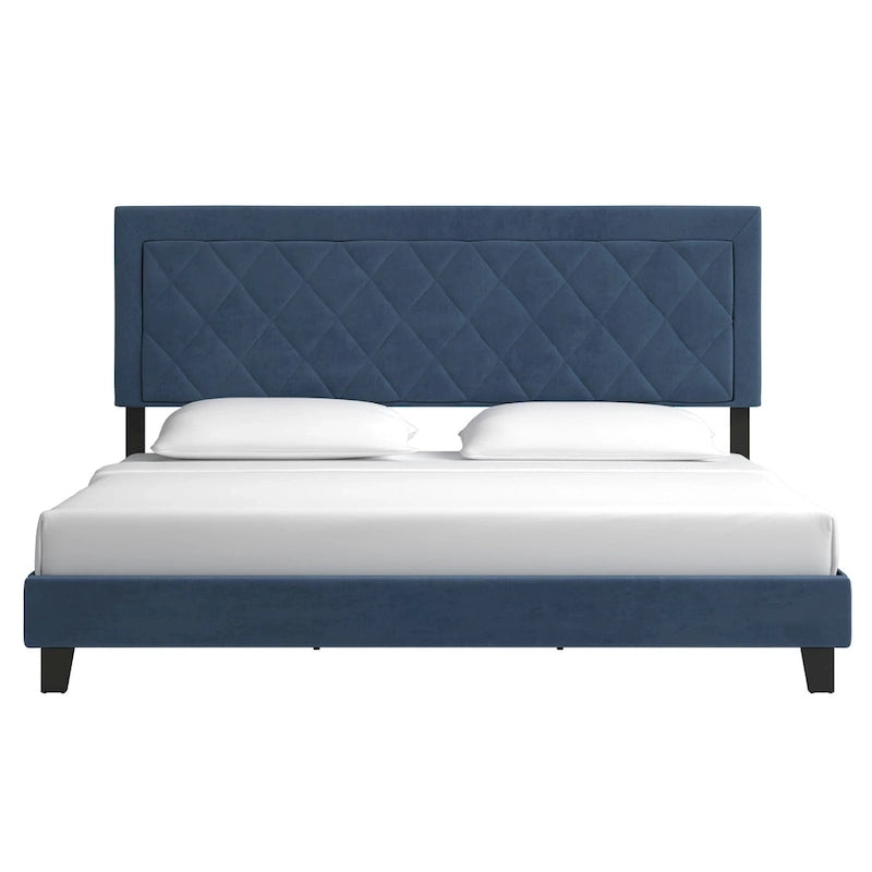Lit plateforme en tissu velours