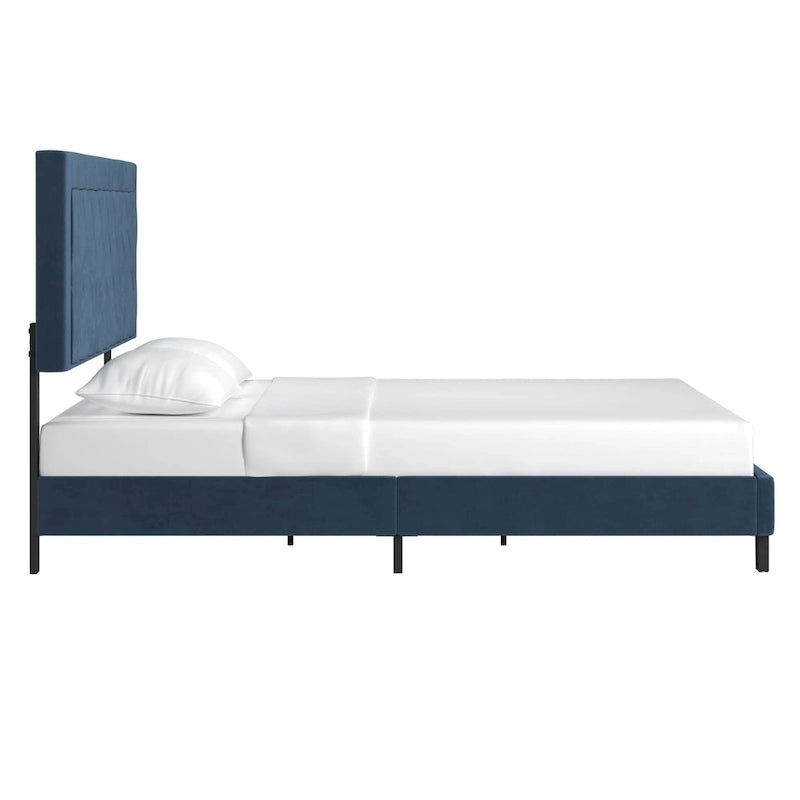 Lit plateforme en tissu velours