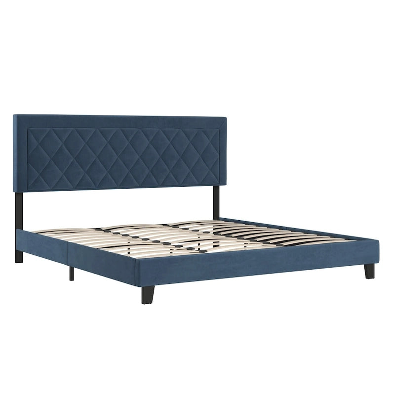 Lit plateforme en tissu velours