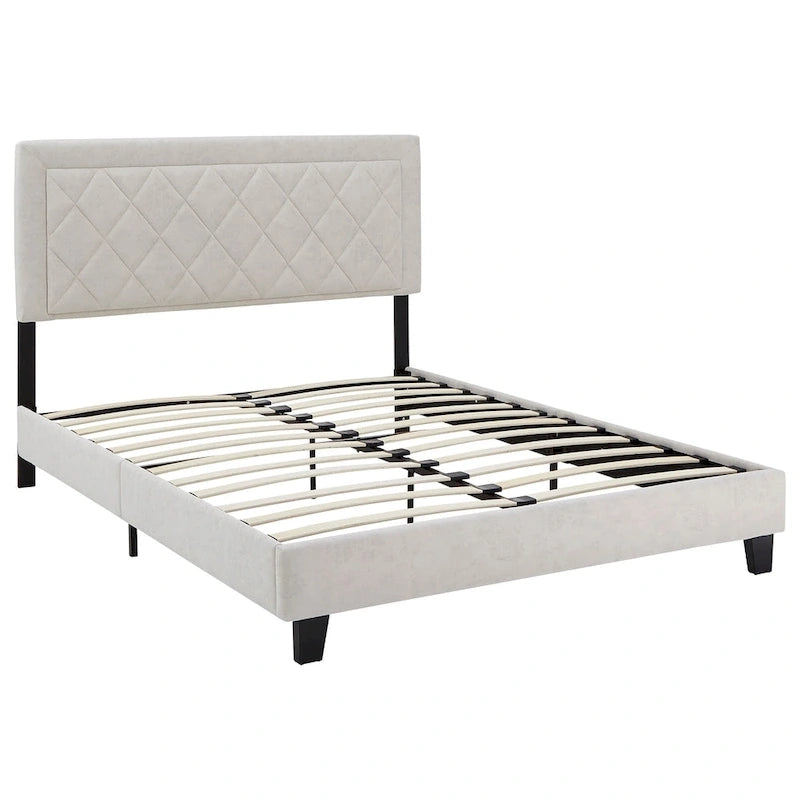 Lit plateforme en tissu velours