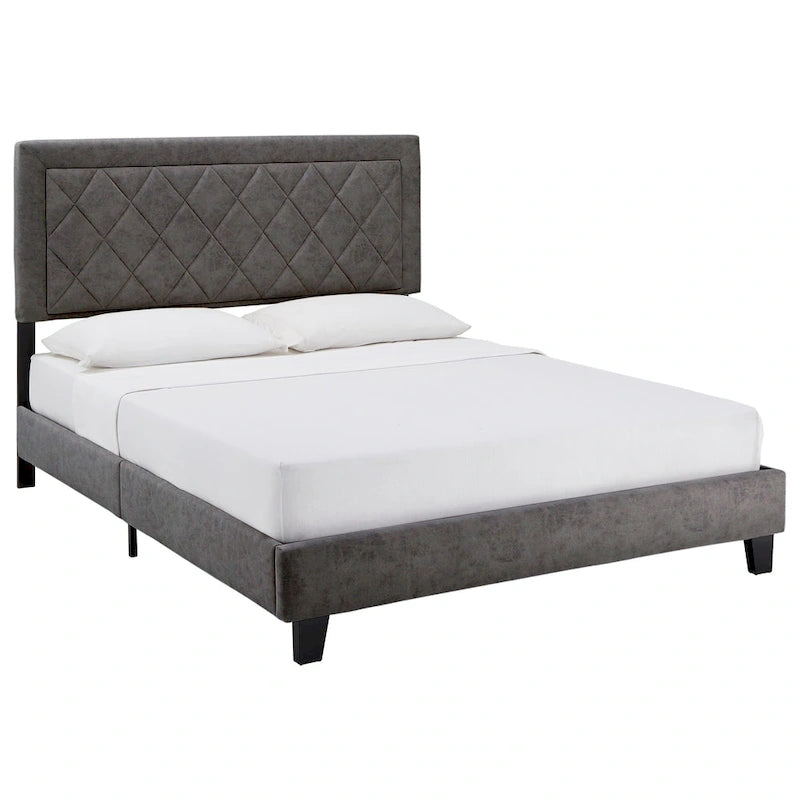 Lit plateforme en tissu velours