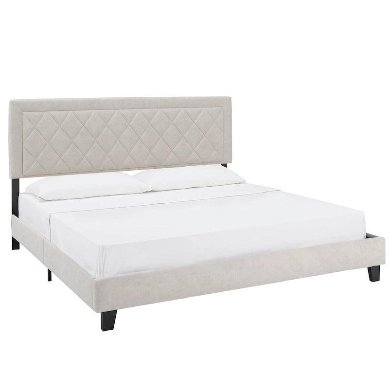Lit plateforme en tissu velours