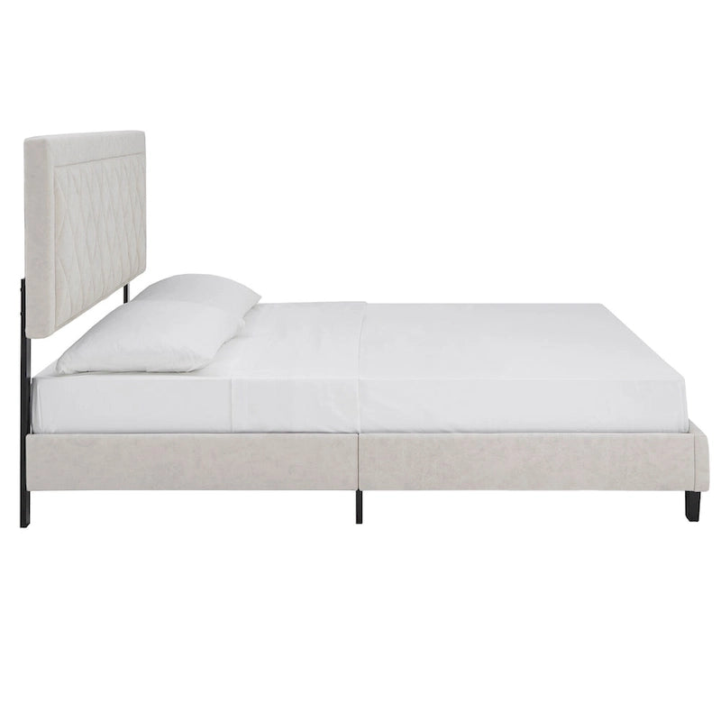 Lit plateforme en tissu velours