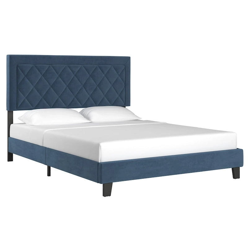 Lit plateforme en tissu velours